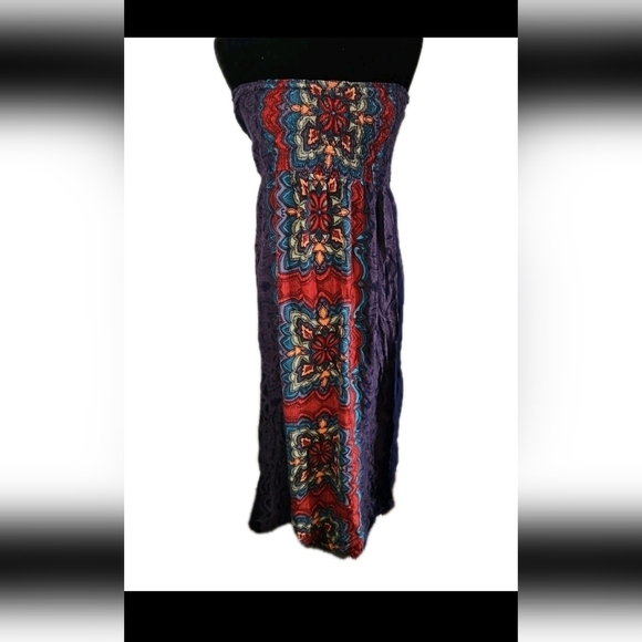 Angie Womens Floral Maxi Strapless Smocked Dress L - Picture 2 of 11